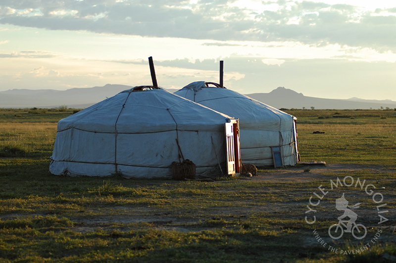 A home of nomadic herder in river valley