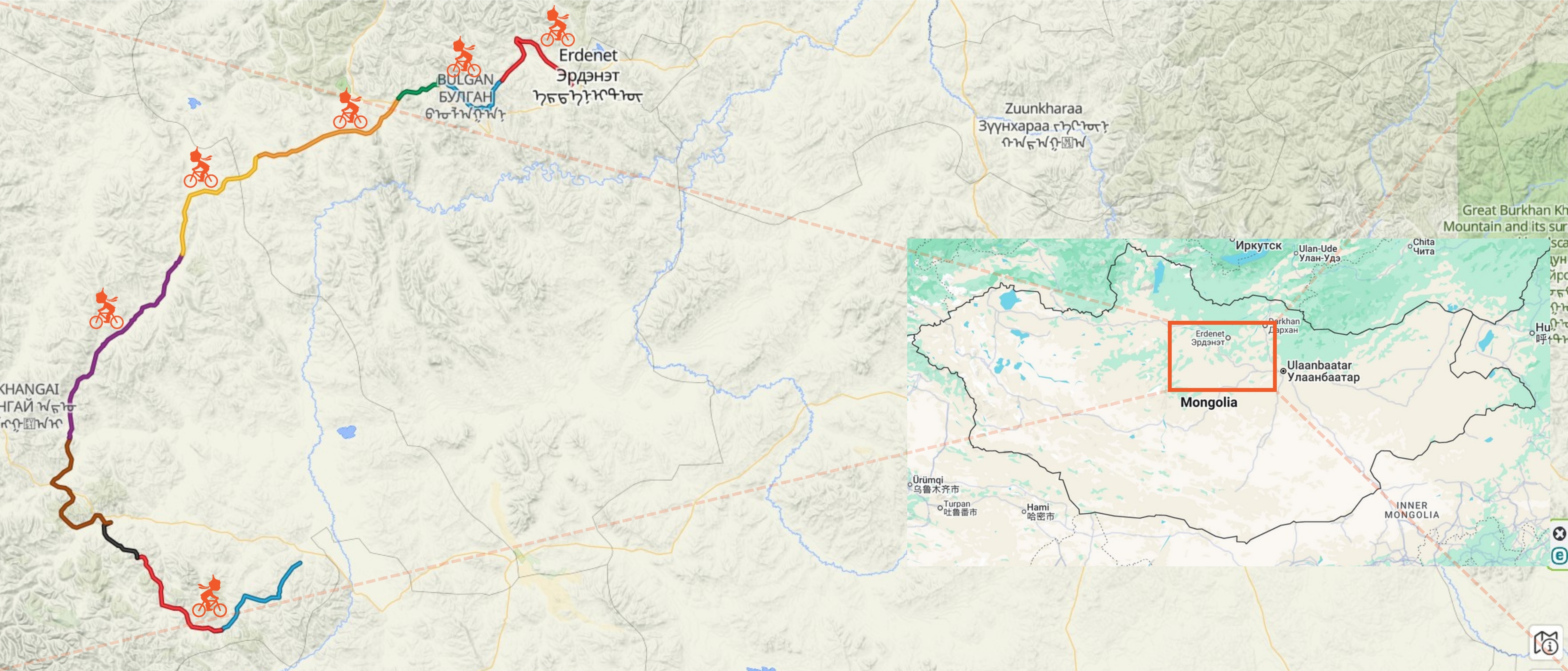 Map-Bulgan Bike Tour - 13 days