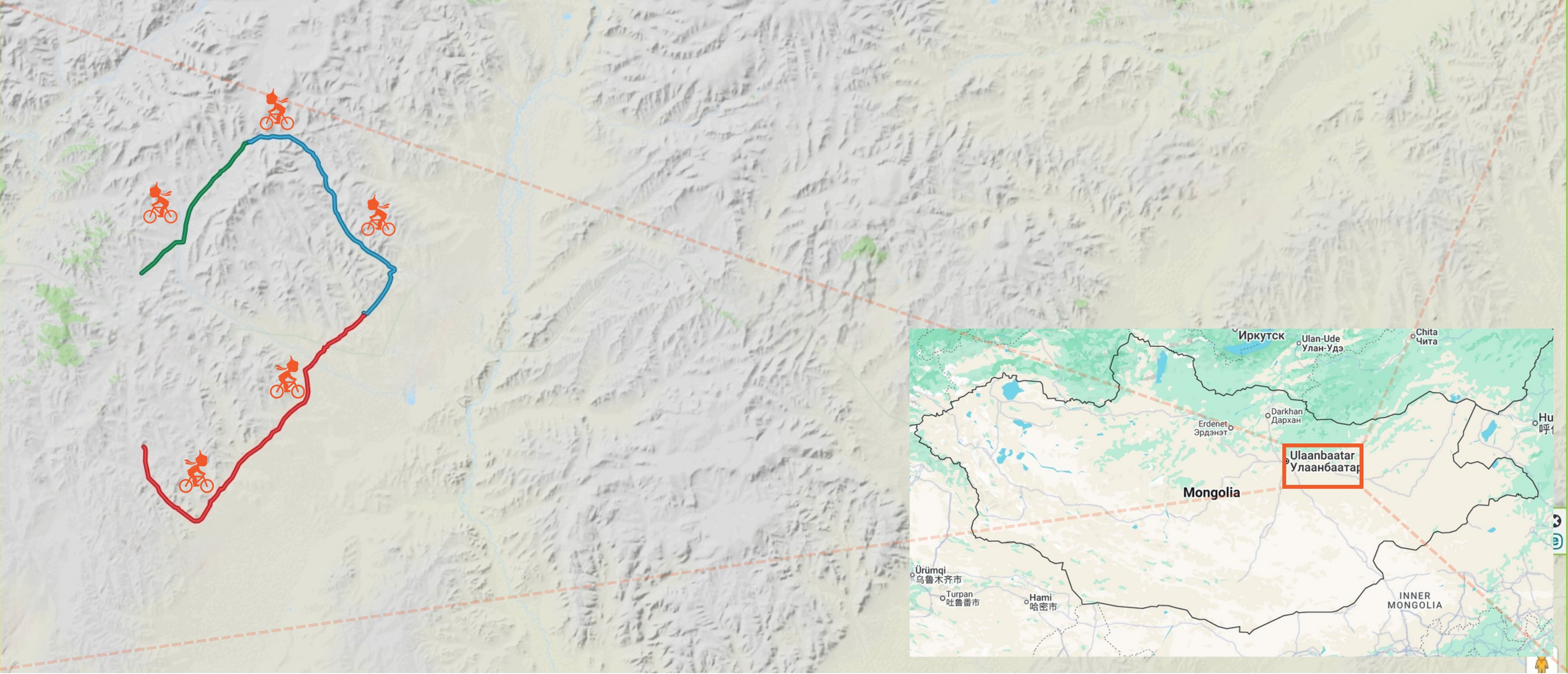 Map-Edge of The Wild Cycling tour - 7 days